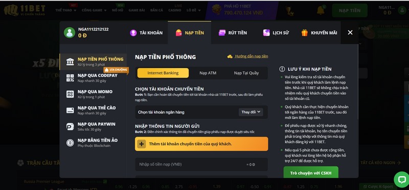 Nạp tiền 11BET - Nhận ưu đãi hấp dẫn từ nhà cái hàng đầu 1 Phương Thức Thanh Toán Tại 11Bet Cung Cấp Rất Đa Dạng
