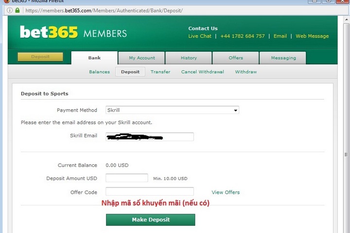 Hướng dẫn nạp tiền Bet365 chi tiết nhất cho người chơi mới 2 Nạp Tiền Bet365 Bằng Thẻ Visa Quốc Tế Chỉ Với Vài Phút